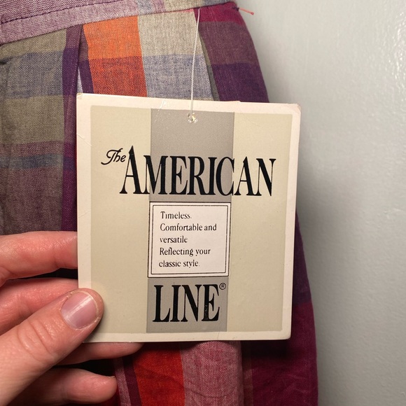 NWT True Vintage 1980s/1990s 100% Cotton Plaid Button Front Midi Skirt - Picture 7 of 16